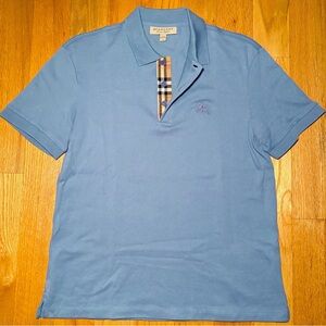 Burberry Blue Tan Somerton Collar Polo Shirt 🔥